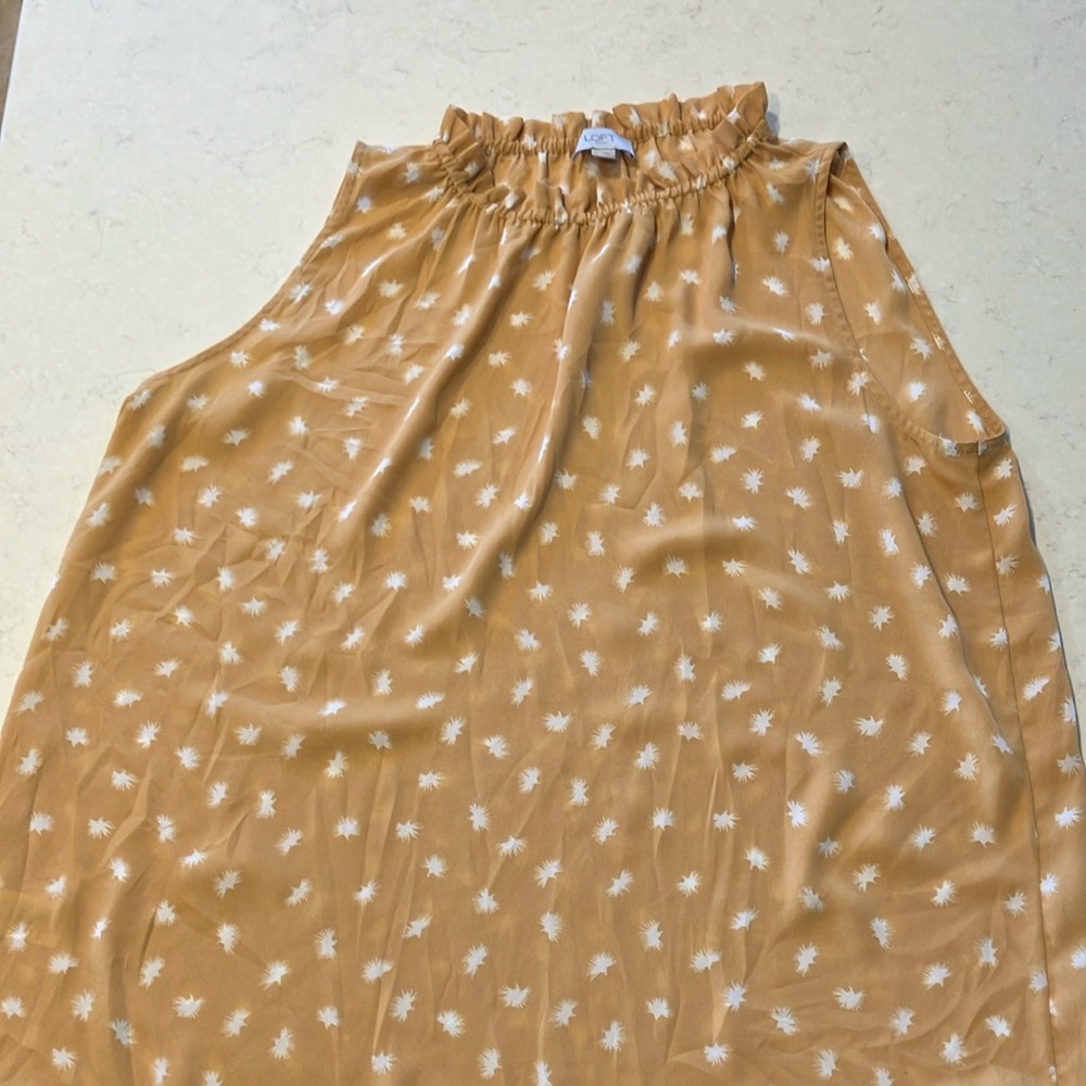 LOFT Multicolored Smocked A-Line Midi sleeveless blouse